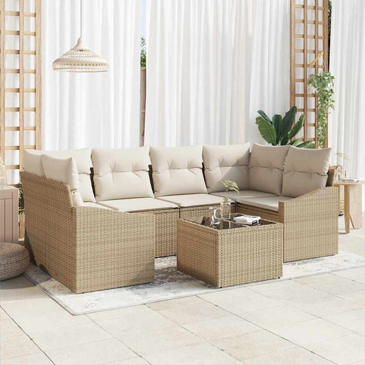 Sofa Sæt 7 Stk. Og Polyrattan - Hovedbillede
