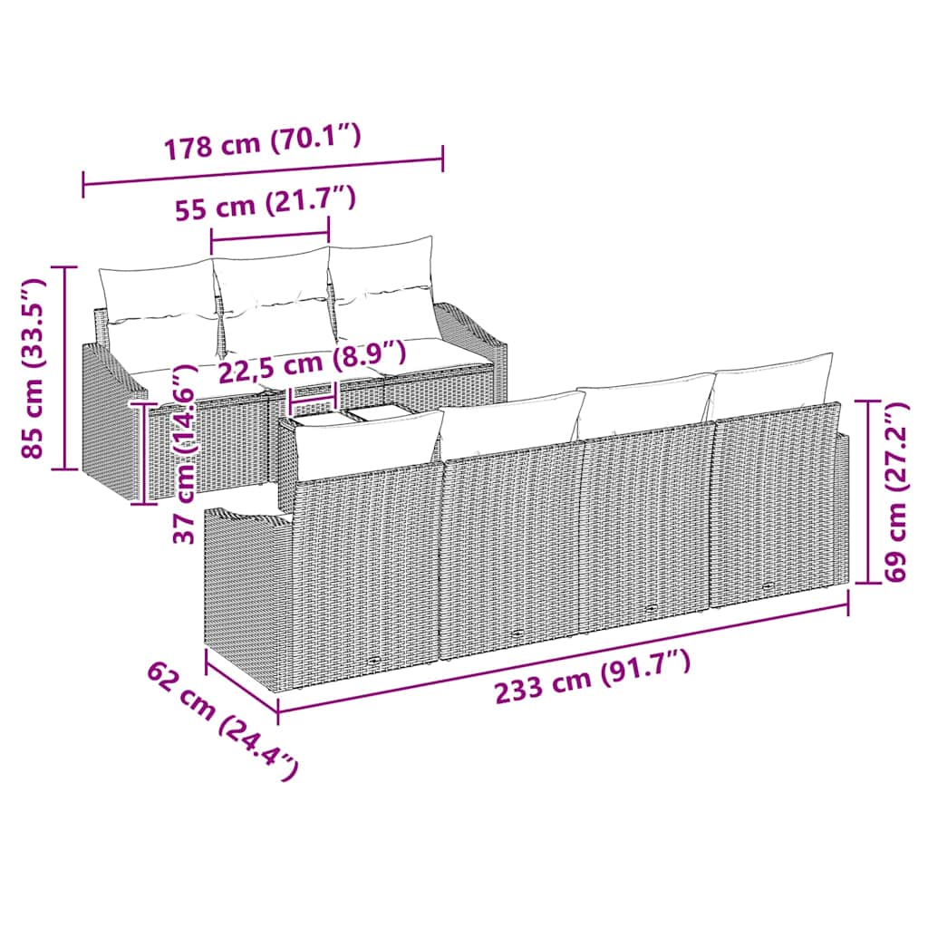 Sofa Sæt 8 Stk. Og Polyrattan - Billede 11