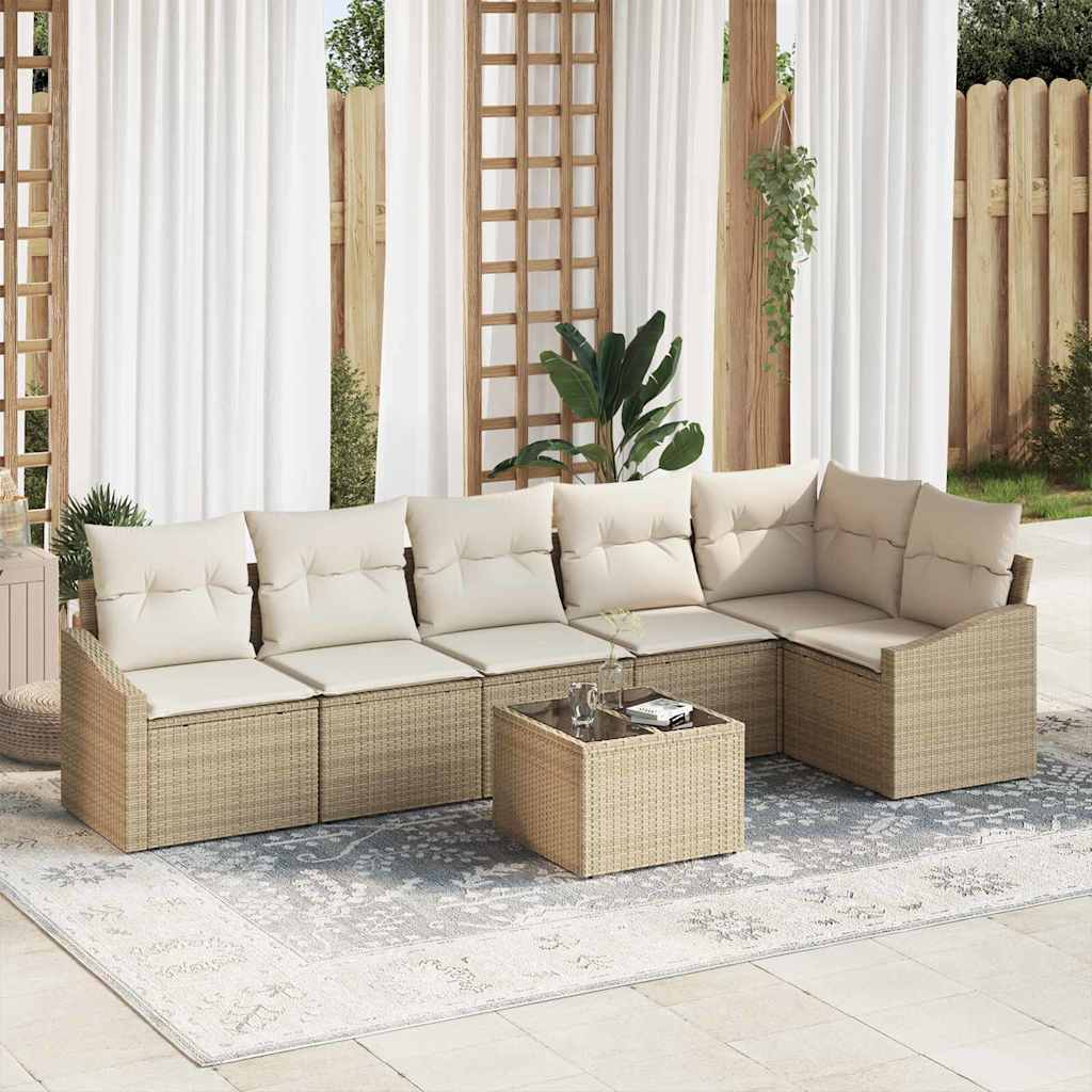 Havesofa Sæt 7 Stk. Og Polyrattan - Hovedbillede