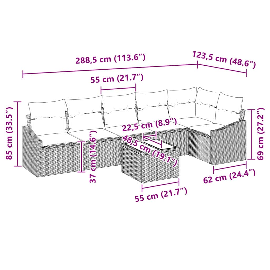 Havesofa Sæt 7 Stk. Og Polyrattan - Billede 13