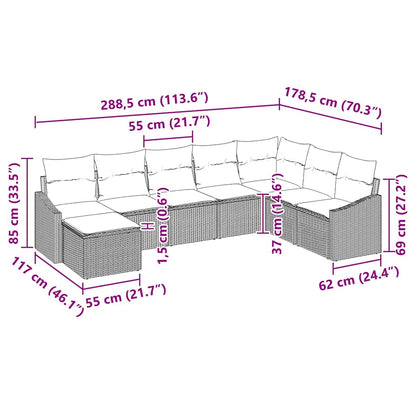 Havesofa Sæt Med Pude 8 Dele Polyrattan - Billede 14