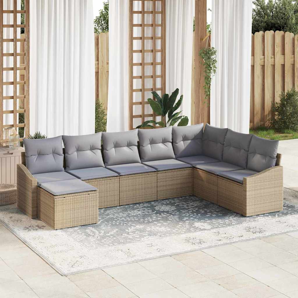 Havesofa Sæt Med Pude 8 Dele Polyrattan