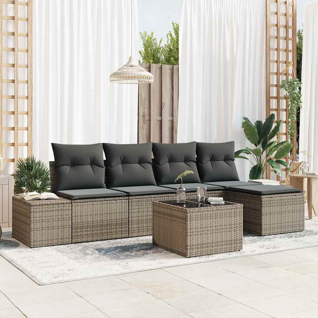 Havesofa Sæt Med Pude 5 Dele Polyrattan