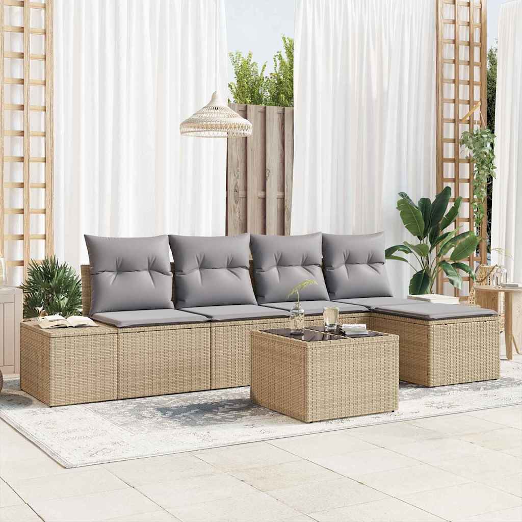 Havesofa Sæt Med Pude 5 Dele Polyrattan