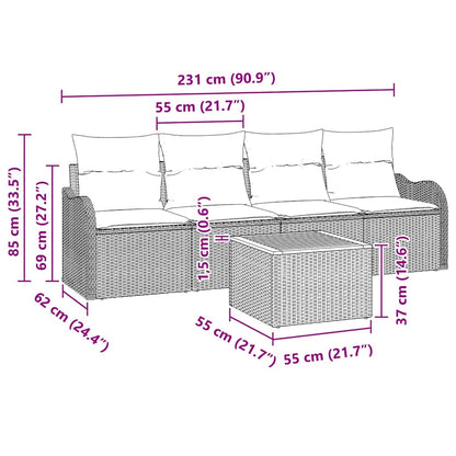 Havesofa Sæt Med Opbevaring 5 Dele Polyrattan - Billede 11