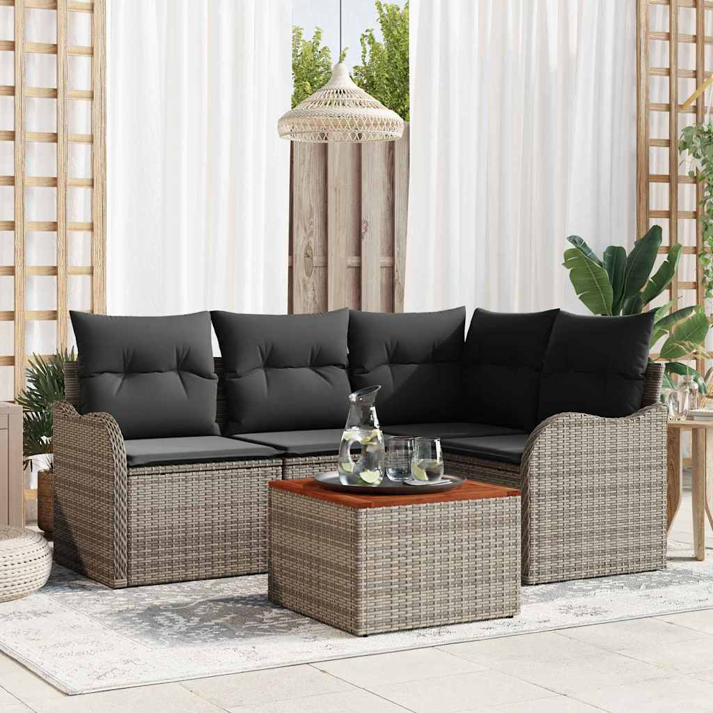 Havesofa Sæt Med Opbevaring 5 Dele Polyrattan