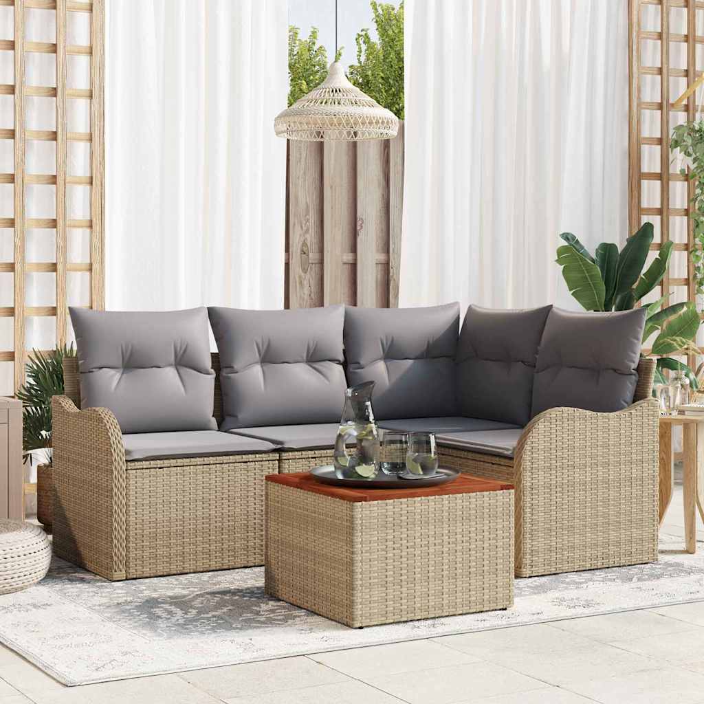 Havesofa Sæt Med Opbevaring 5 Dele Polyrattan