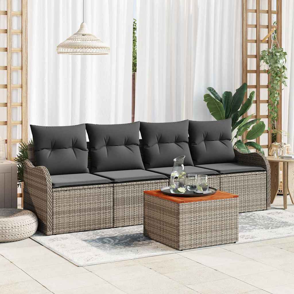 Havesofa Sæt Med Opbevaring 5 Dele Polyrattan