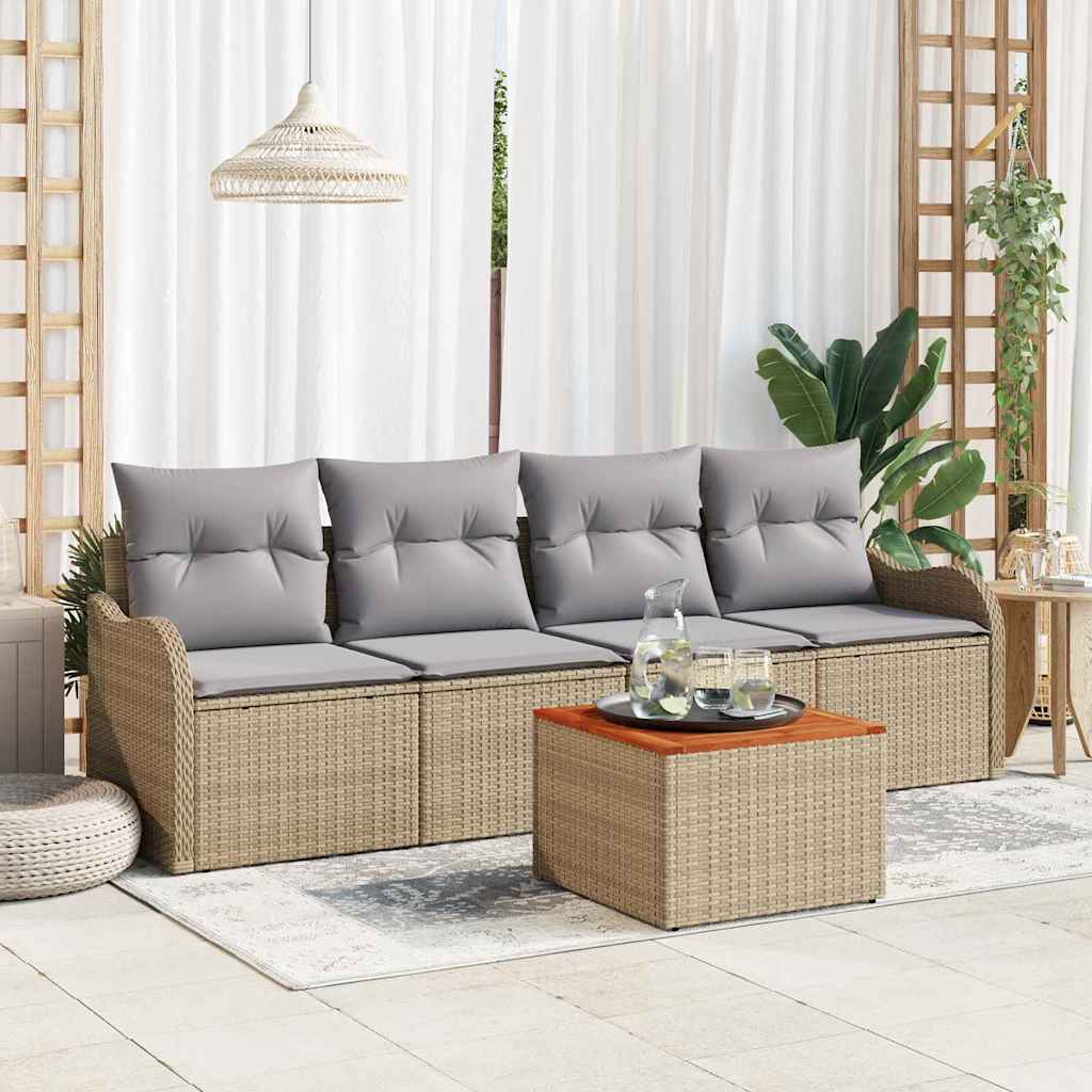 Havesofa Sæt Med Opbevaring 5 Dele Polyrattan