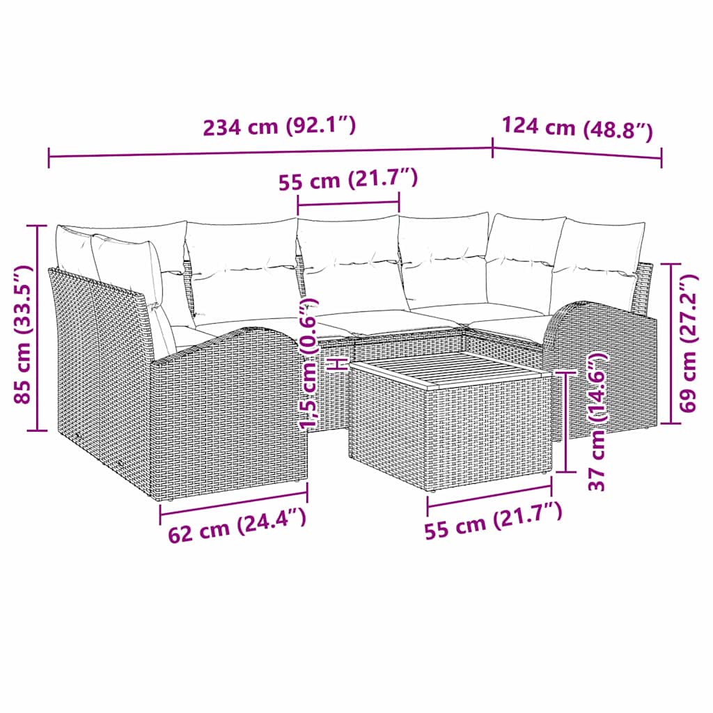 Havesofa Sæt Med Opbevaring 7 Dele Polyrattan - Billede 17