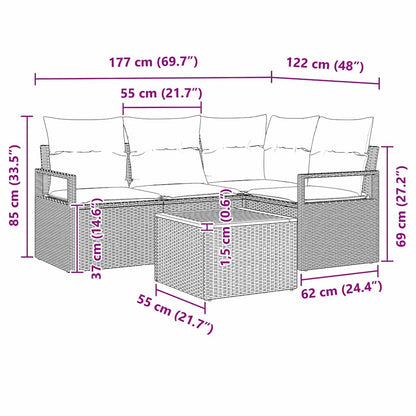 Havesofa Sæt 5 Stk. Polyrattan - Billede 13