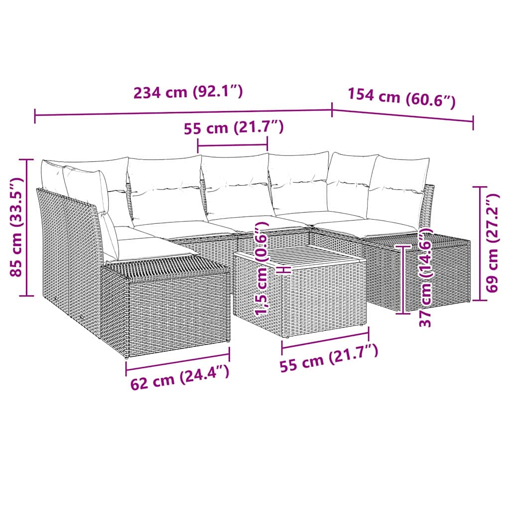 Havesofa Sæt Med Opbevaring 7 Dele Polyrattan - Billede 11