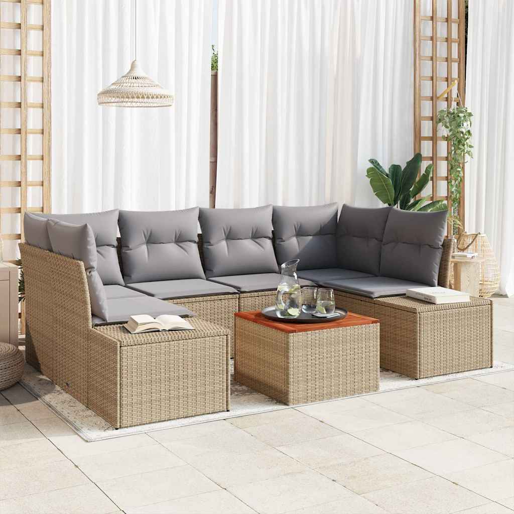 Havesofa Sæt Med Opbevaring 7 Dele Polyrattan