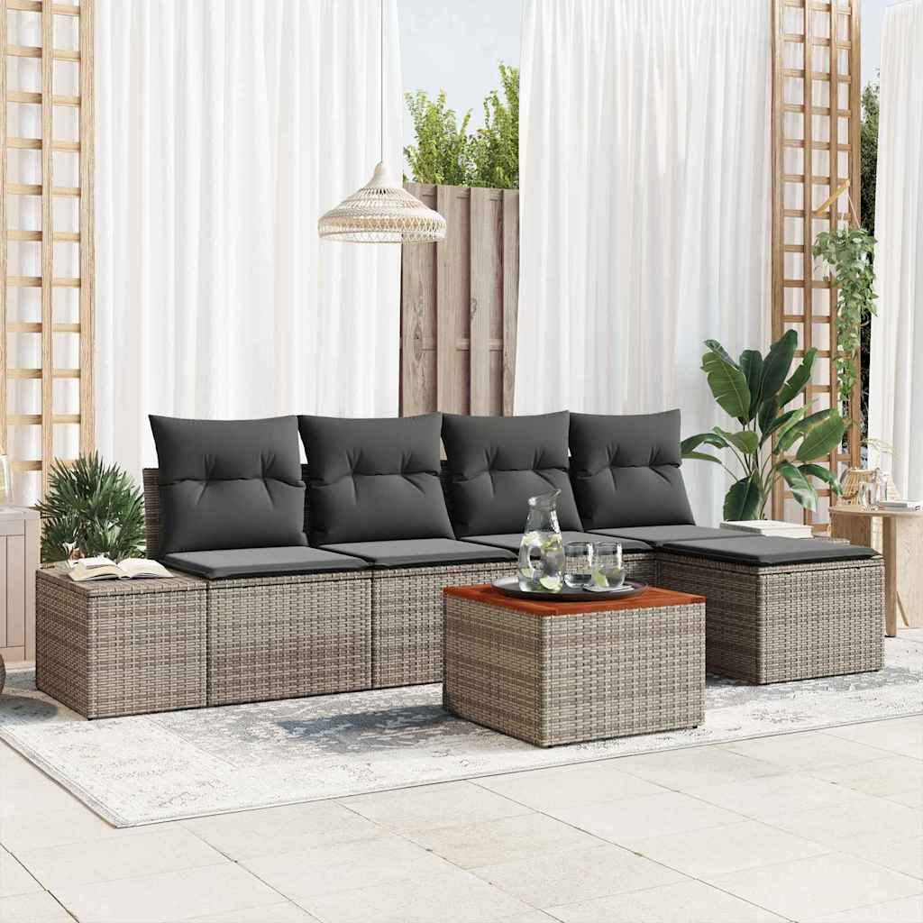 Havesofa Sæt Med Opbevaring 6 Dele Polyrattan