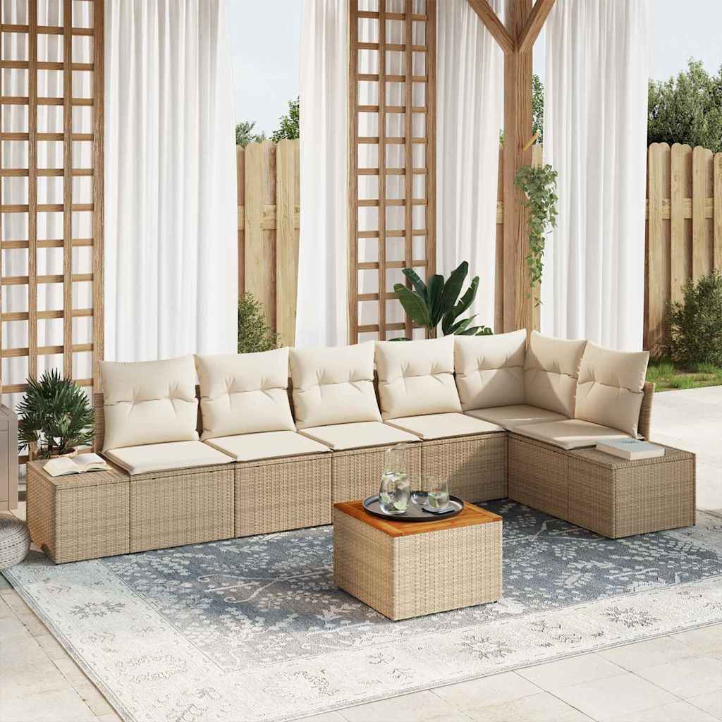 Havesofa Sæt Med Opbevaring 7 Dele Polyrattan