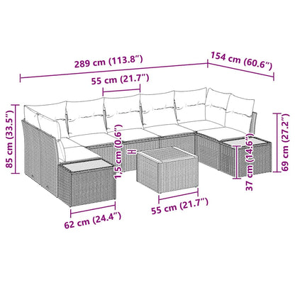 Havesofa Sæt Med Pude Med Opbevaring 8 Dele Poly Rattan - Billede 13
