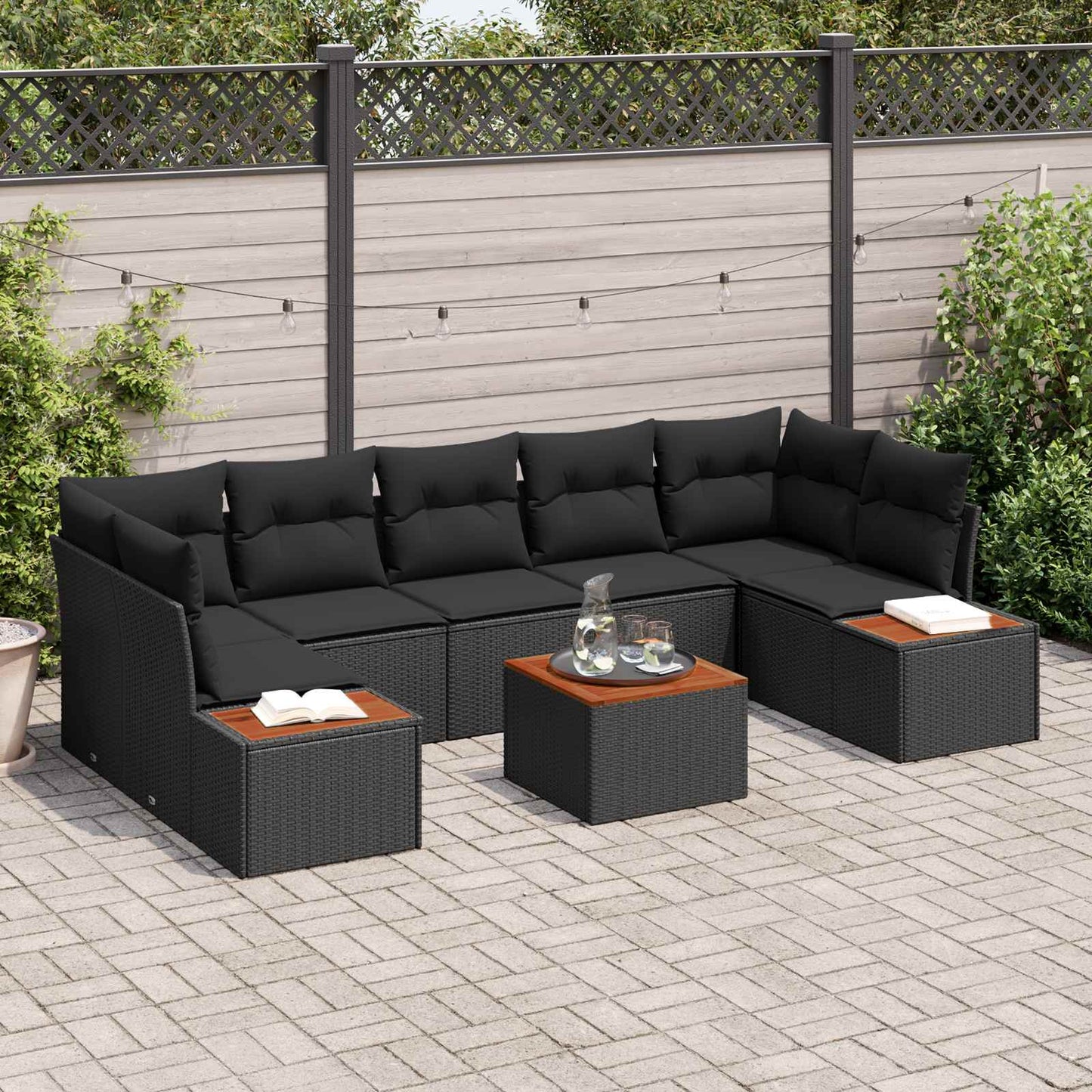 Havesofa Sæt Med Pude Med Opbevaring 8 Dele Poly Rattan