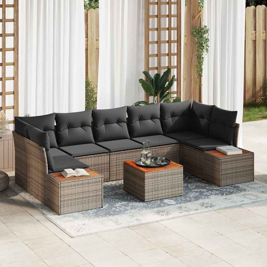 Havesofa Sæt Med Pude Med Opbevaring 8 Dele Poly Rattan