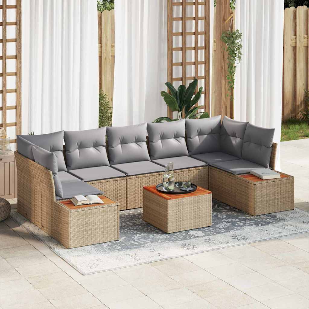 Havesofa Sæt Med Pude Med Opbevaring 8 Dele Poly Rattan