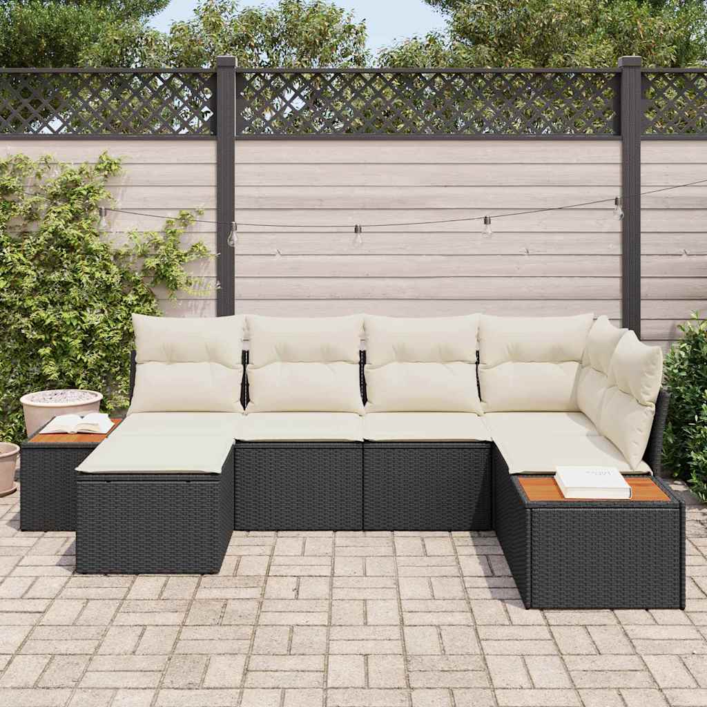 Havesofa Sæt Med Pude 7 Dele Polyrattan - Billede 3