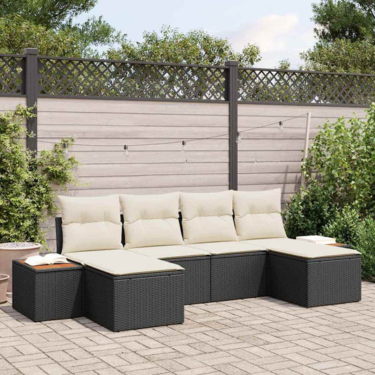 Havesofa Sæt Med Pude 6 Dele Poly Rattan - Hovedbillede