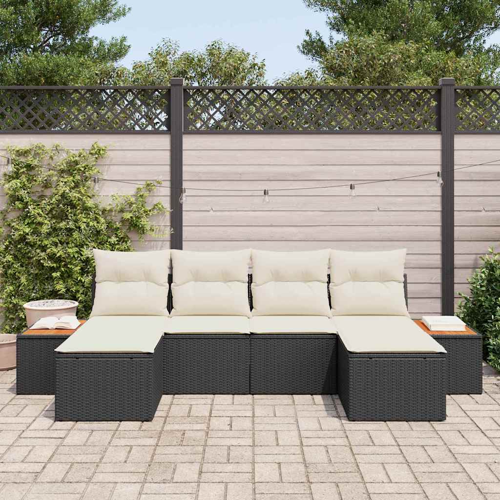 Havesofa Sæt Med Pude 6 Dele Poly Rattan - Billede 3