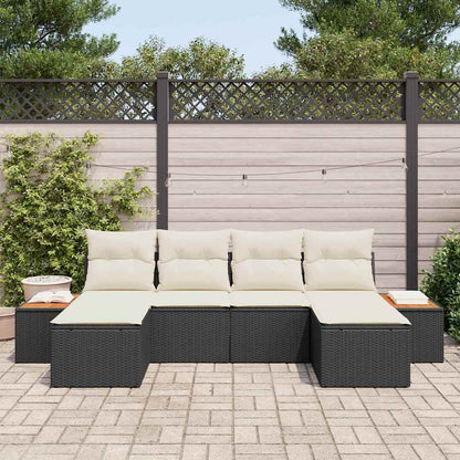 Havesofa Sæt Med Pude 6 Dele Poly Rattan - Billede 3