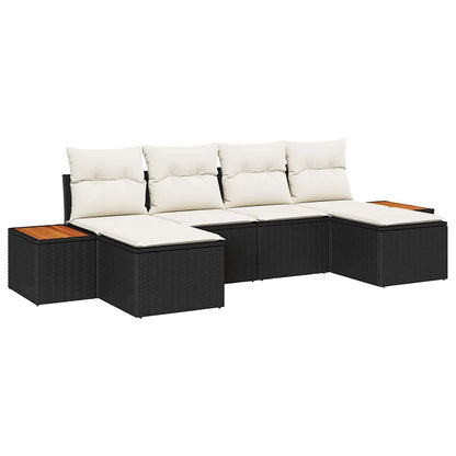 Havesofa Sæt Med Pude 6 Dele Poly Rattan - Billede 2