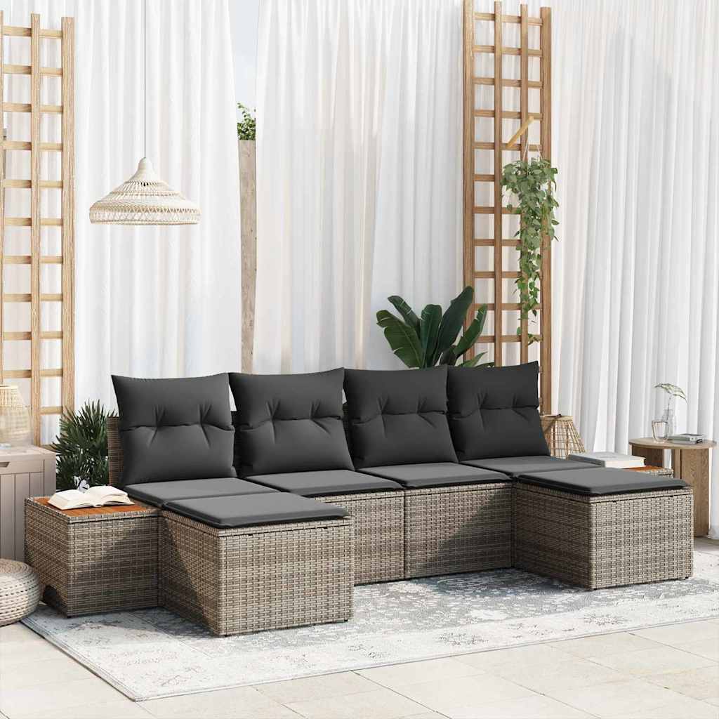 Havesofa Sæt Med Pude 6 Dele Poly Rattan