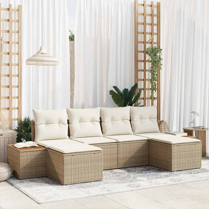 Havesofa Sæt Med Pude 6 Dele Poly Rattan