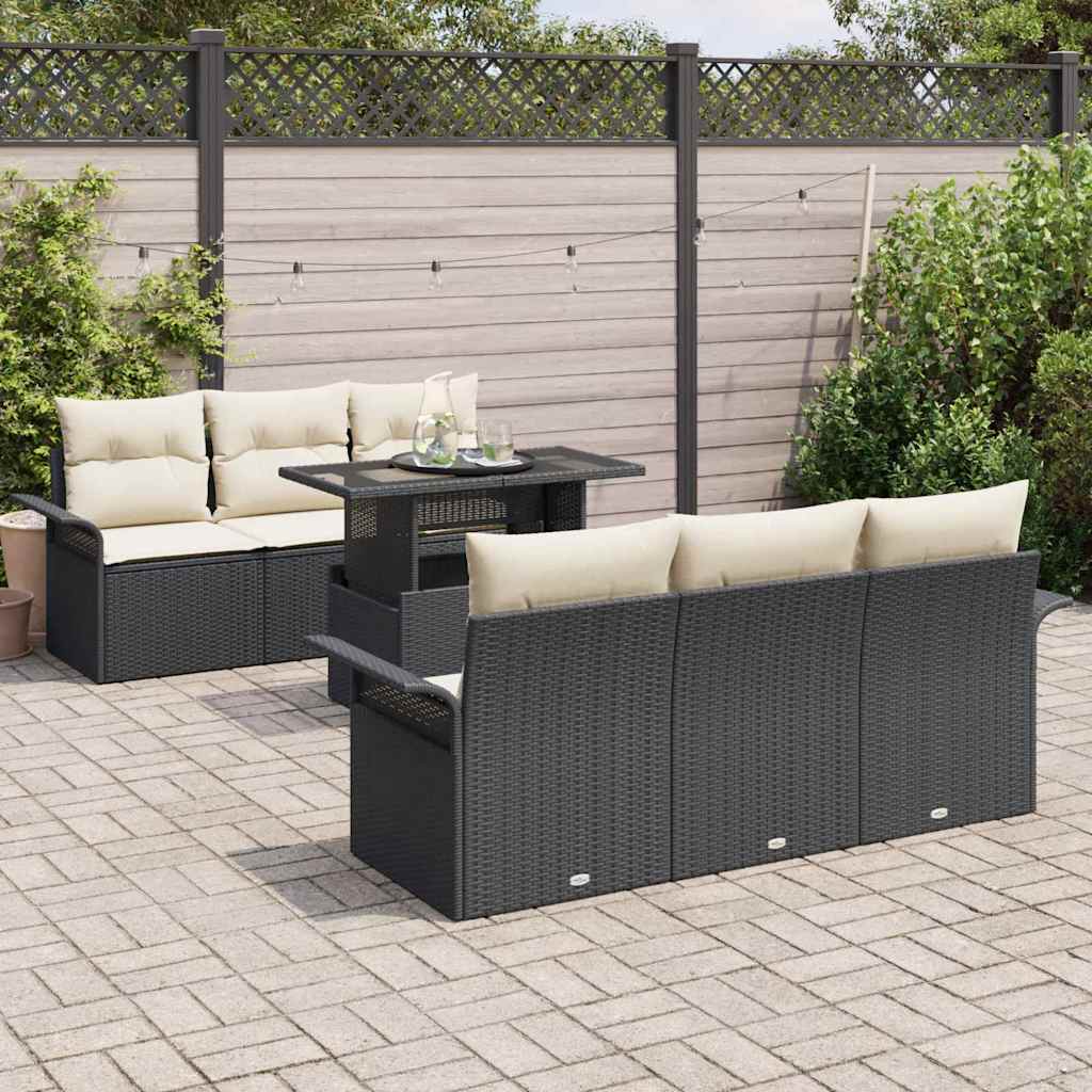 Havesofa Sæt Med Pude Med Opbevaring 7 Dele Poly Rattan - Billede 3
