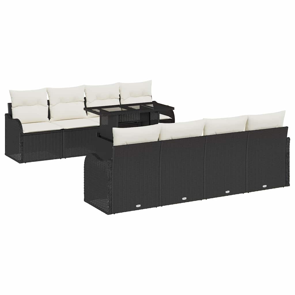 Havesofa Sæt Med Pude Med Opbevaring 9 Dele Poly Rattan - Billede 2