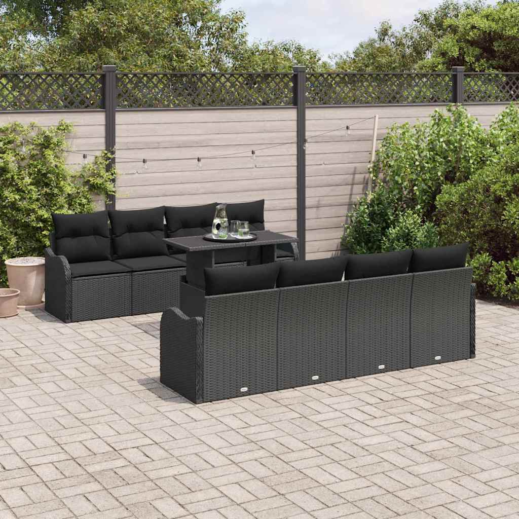 Havesofa Sæt Med Pude Med Opbevaring 9 Dele Poly Rattan
