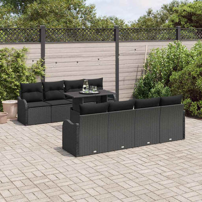 Havesofa Sæt Med Pude Med Opbevaring 9 Dele Poly Rattan