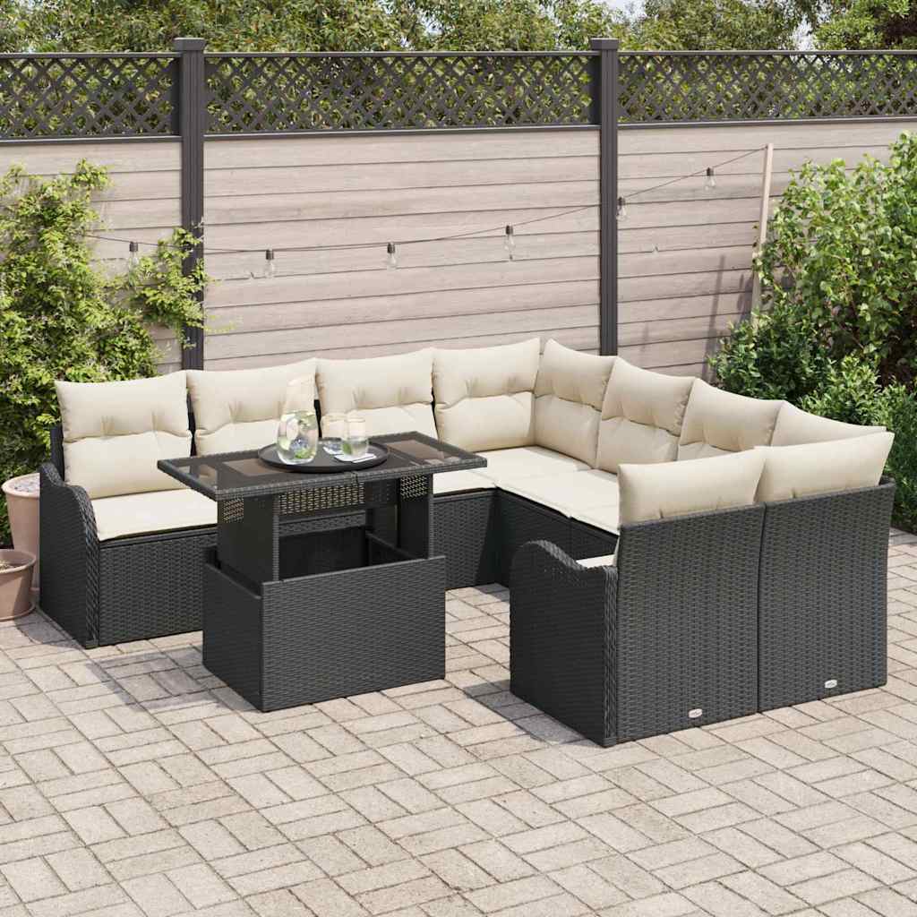 Havesofa Sæt Med Pude Med Pude 9 Dele Polyrattan - Billede 3