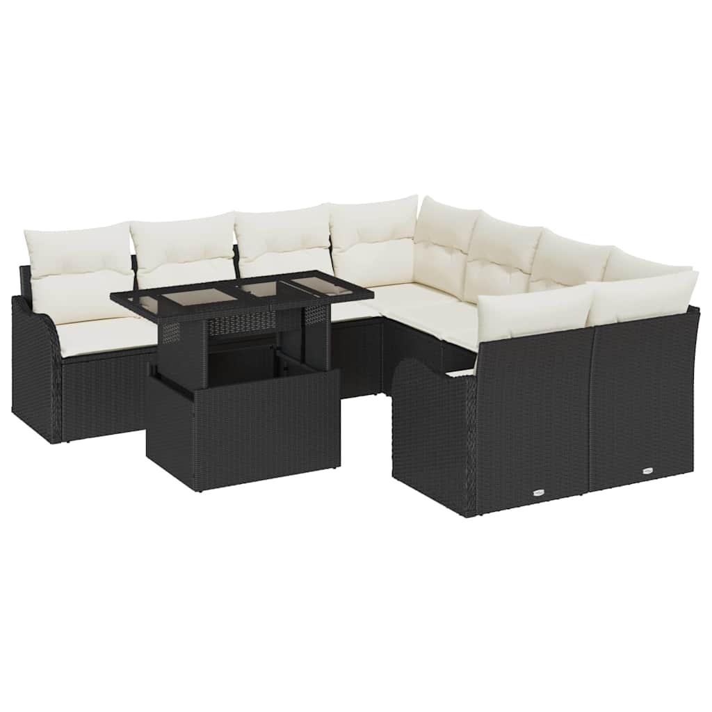 Havesofa Sæt Med Pude Med Pude 9 Dele Polyrattan - Billede 2