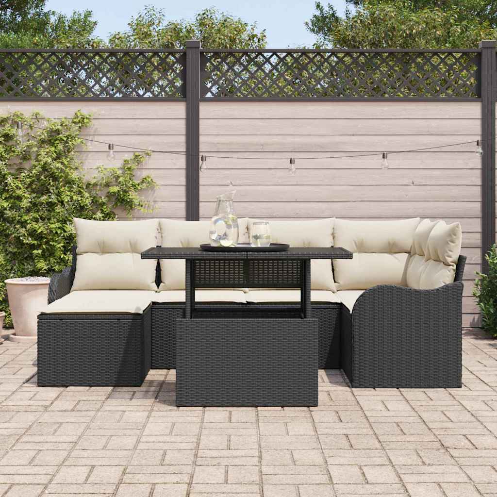 Havesofa Sæt Med Pude Med Opbevaring 7 Dele Poly Rattan - Billede 3