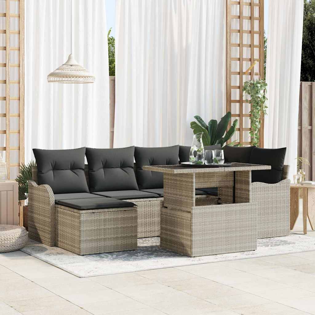 Havesofa Sæt Med Pude Med Opbevaring 7 Dele Poly Rattan