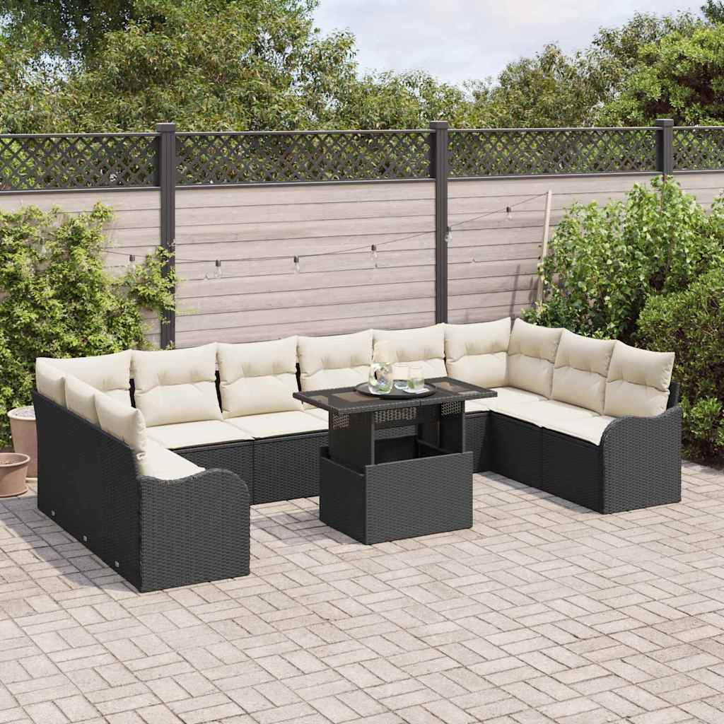 Havesofa Sæt Med Pude Med Pude 11 Dele Poly Rattan - Billede 3