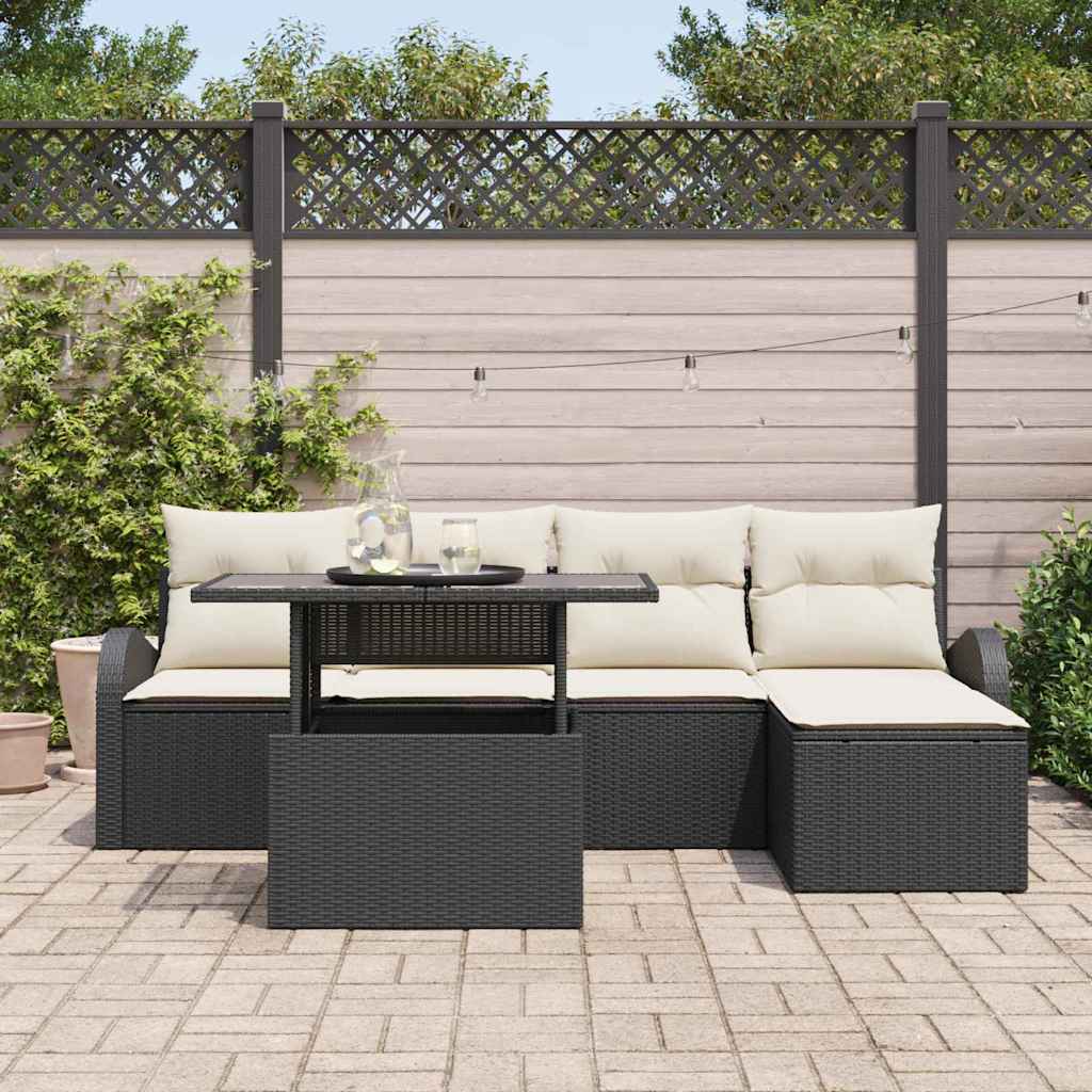 Havesofa Sæt Med Pude Med Opbevaring 6 Dele Poly Rattan - Billede 3