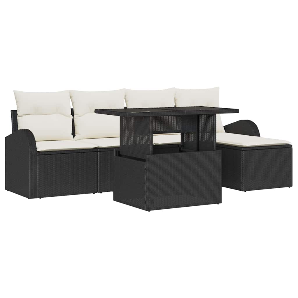 Havesofa Sæt Med Pude Med Opbevaring 6 Dele Poly Rattan - Billede 2