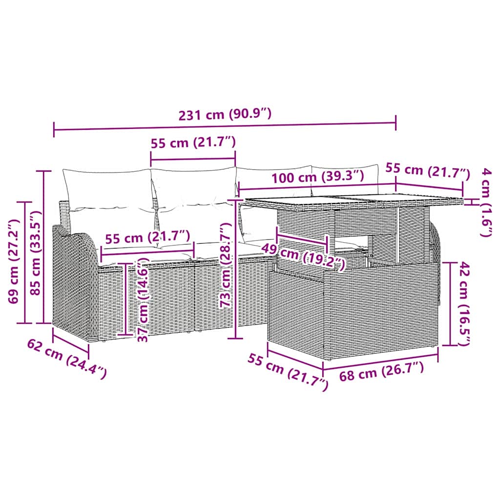 Havesofa Sæt 6 Stk. Poly Rattan - Billede 15
