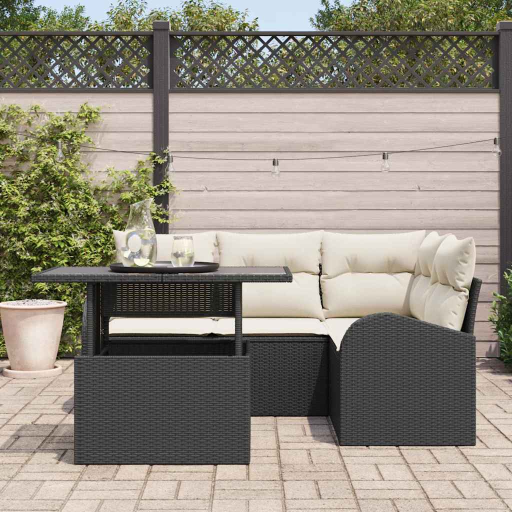 Havesofa Sæt Med Pude Med Opbevaring 5 Dele Poly Rattan - Billede 3