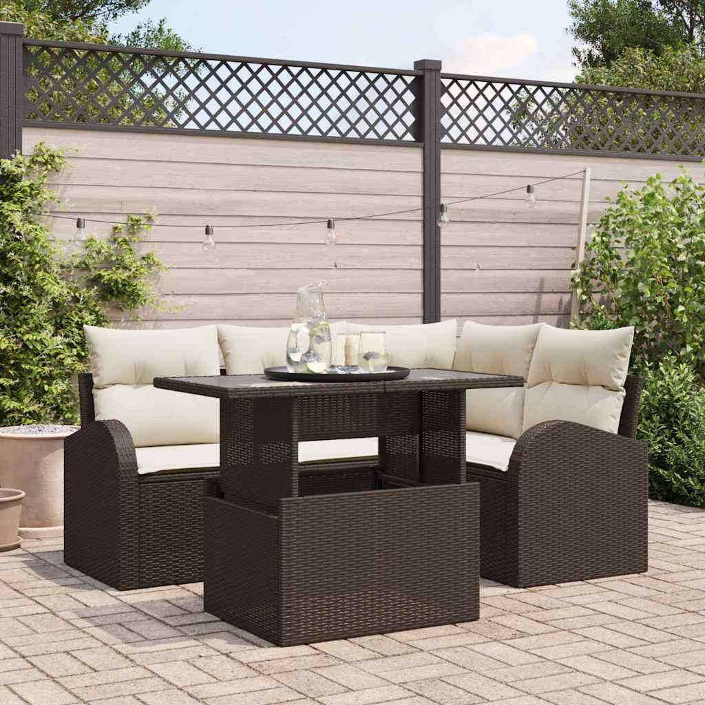 Havesofa Sæt 5 Stk. 4-antal Sæder Poly Rattan - Variant 3357371