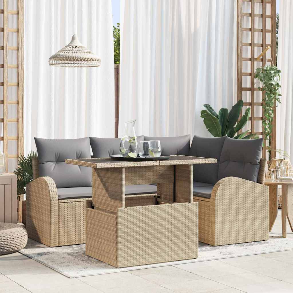Havesofa Sæt 5 Stk. 4-antal Sæder Poly Rattan - Variant 3357373