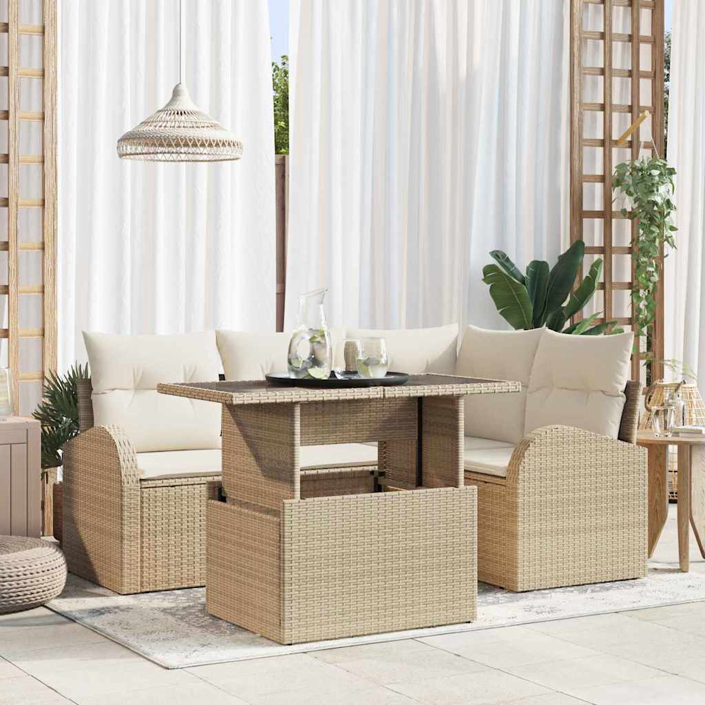Havesofa Sæt 5 Stk. 4-antal Sæder Poly Rattan - Hovedbillede