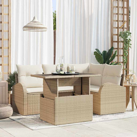Havesofa Sæt 5 Stk. 4-antal Sæder Poly Rattan - Hovedbillede