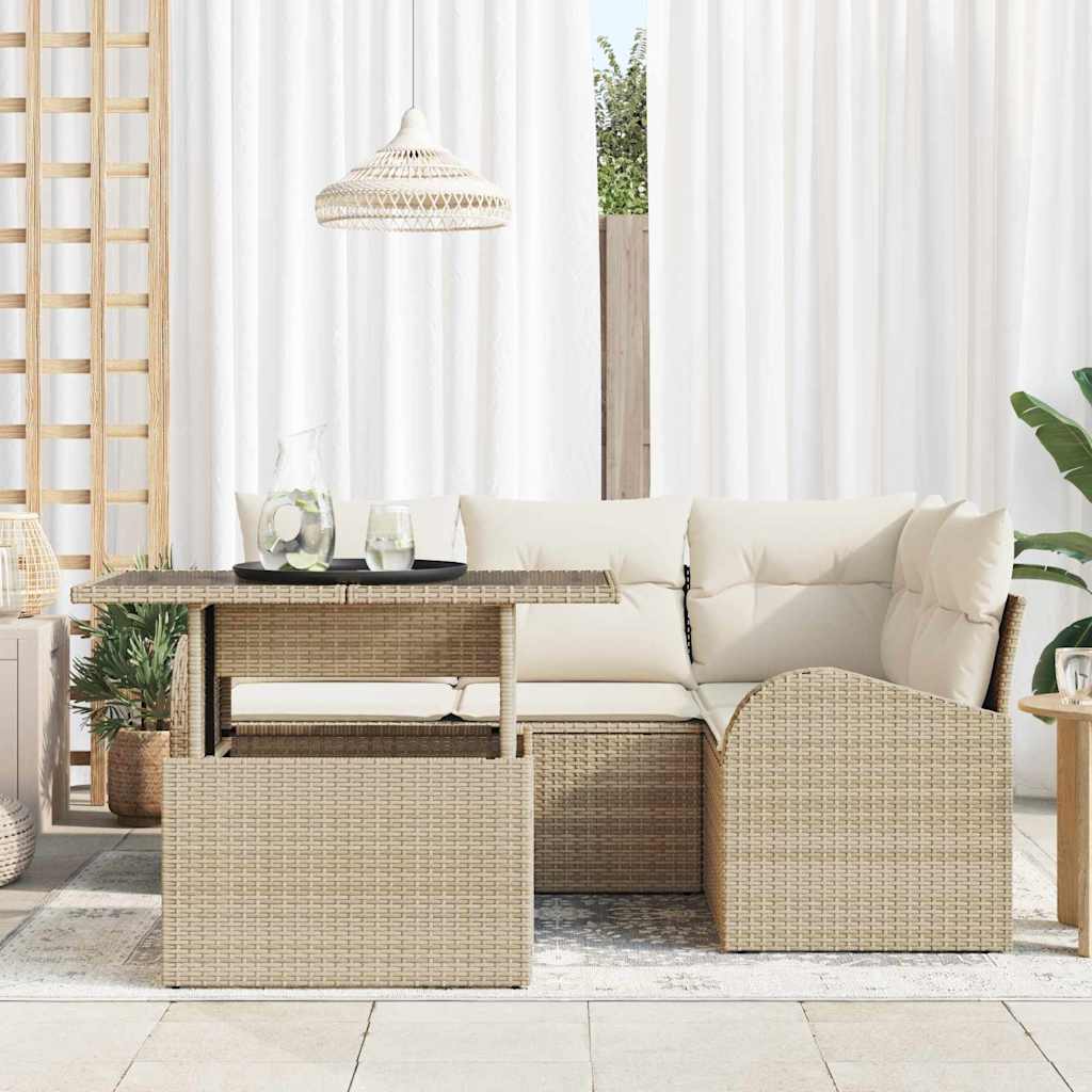 Havesofa Sæt 5 Stk. 4-antal Sæder Poly Rattan - Billede 3