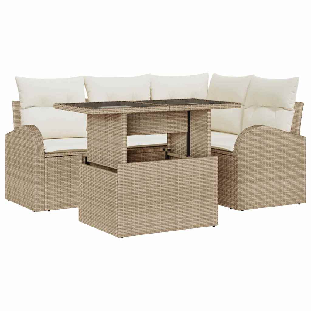 Havesofa Sæt 5 Stk. 4-antal Sæder Poly Rattan - Billede 2