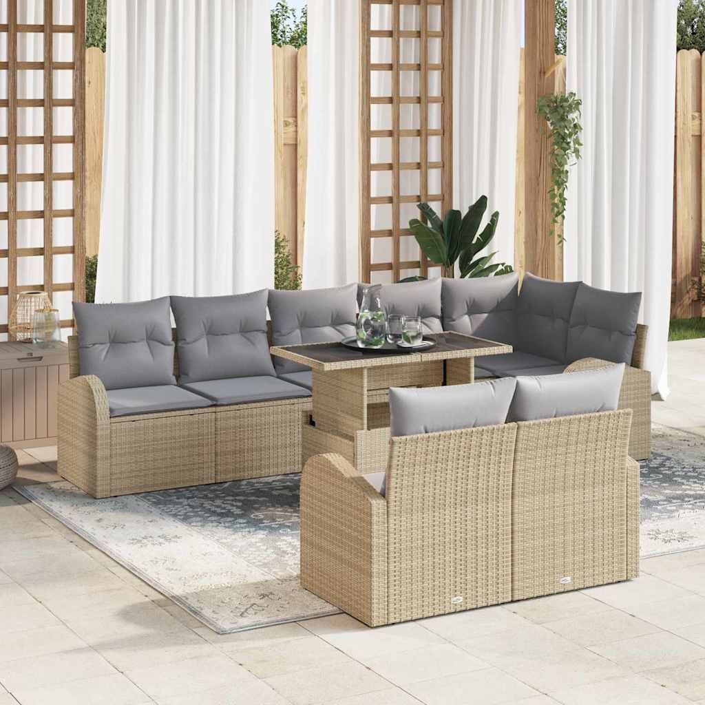 Havesofa Sæt Med Opbevaring 9 Dele Poly Rattan
